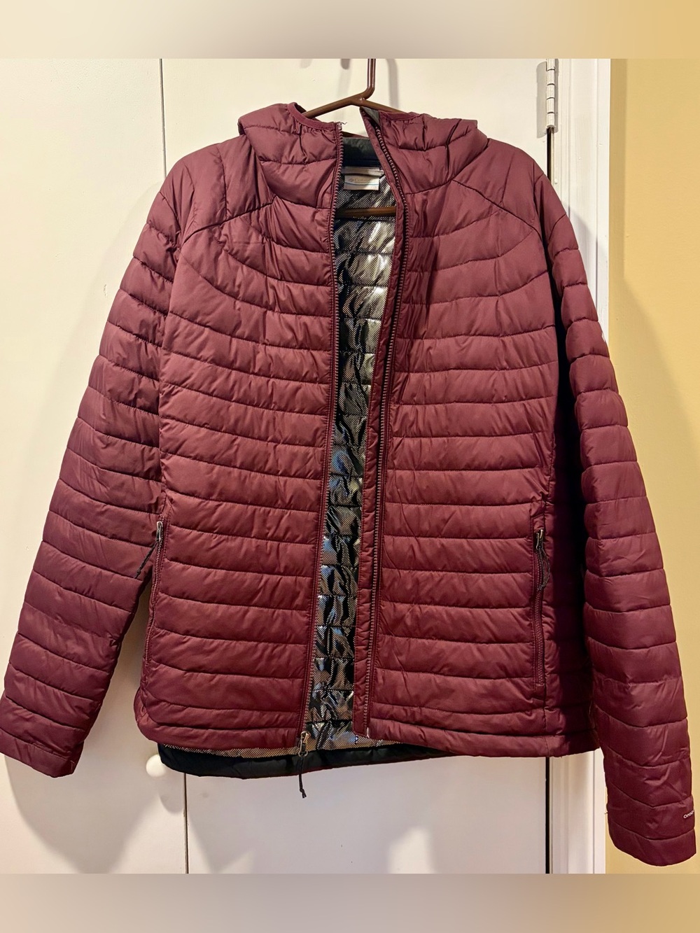 Columbia Omni-Heat Hooded Puffer Jacket XXL Burgundy Plum Insulated Winter Coat